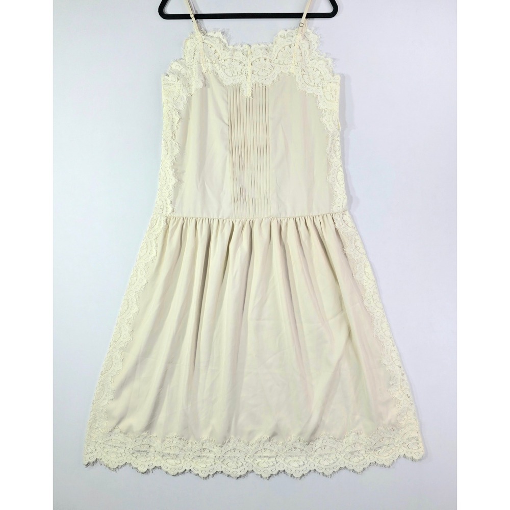 NWT Avantlook Lace Camisole Midi Dress Medium White Cream Pintuck Cami